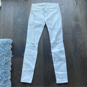 Hudson White Skinny Jeans - Slightly Distressed